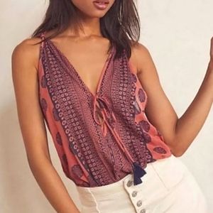 NWT Free People Soul If The Sun Bodysuit In Brick/Navy Combo Size XL